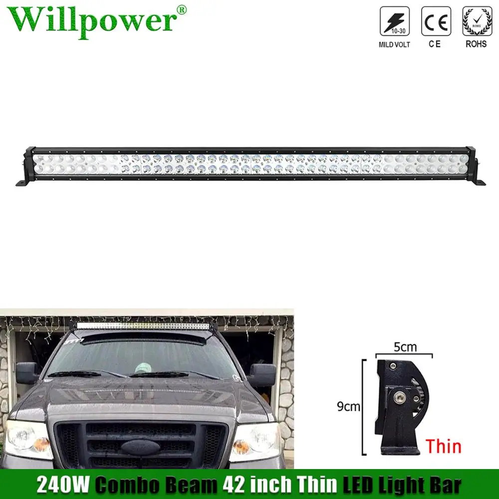 

Off Road 4WD 240W 42" Thin Light Bar For Jeep SUV 4x4 Truck UTV ATV Pickup Spotlight Flood LED Bar Driving Fog Lamp
