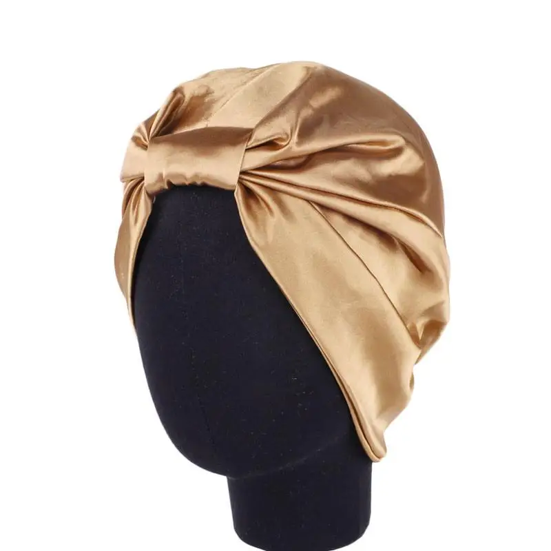 Атласная Ночная шапка для сна, мусульманская женская шапка, тюрбан, кепка chemo, шапка для выпадения волос, эластичная шапочка, головной убор Skullies Islamic Night cap - Цвет: Хаки