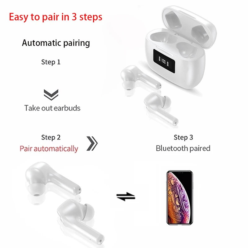 Bluetooth Earphones TWS Wireless Headphones HiFi Music Earbuds Sport Earbuds LED Ear Buds Gaming Headset For IOS Android Phone