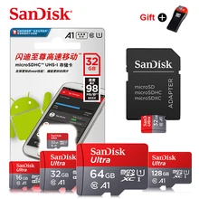 Подарочный адаптер SanDisk Micro sd карта 16 ГБ 32 ГБ 64 Гб 128 Гб MicroSDHC карта памяти класс 10 TF карта для смартфонов/планшетов/ПК