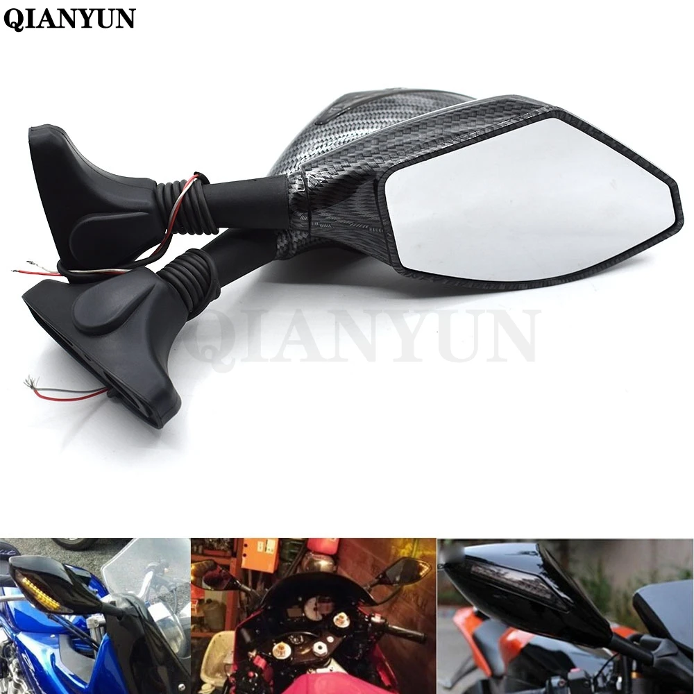 

Universal Motorcycle Rear View Side Wing Mirrors w/ LED Turn Signal Light for Honda CBR600 F4/F4I CBR600RR CBR900RR CBR929RR