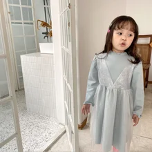 Платье с пайетками в Корейском стиле для девочек модные хлопковые весенние платья для маленьких девочек детская одежда От 1 до 6 лет