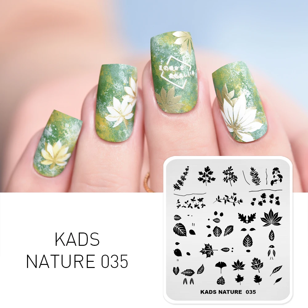 45 дизайнов штамповки шаблон ногтей пластины для штамповки природы серии изображения ногтей штампы маникюрные штампы трафареты печати - Цвет: Nature 035