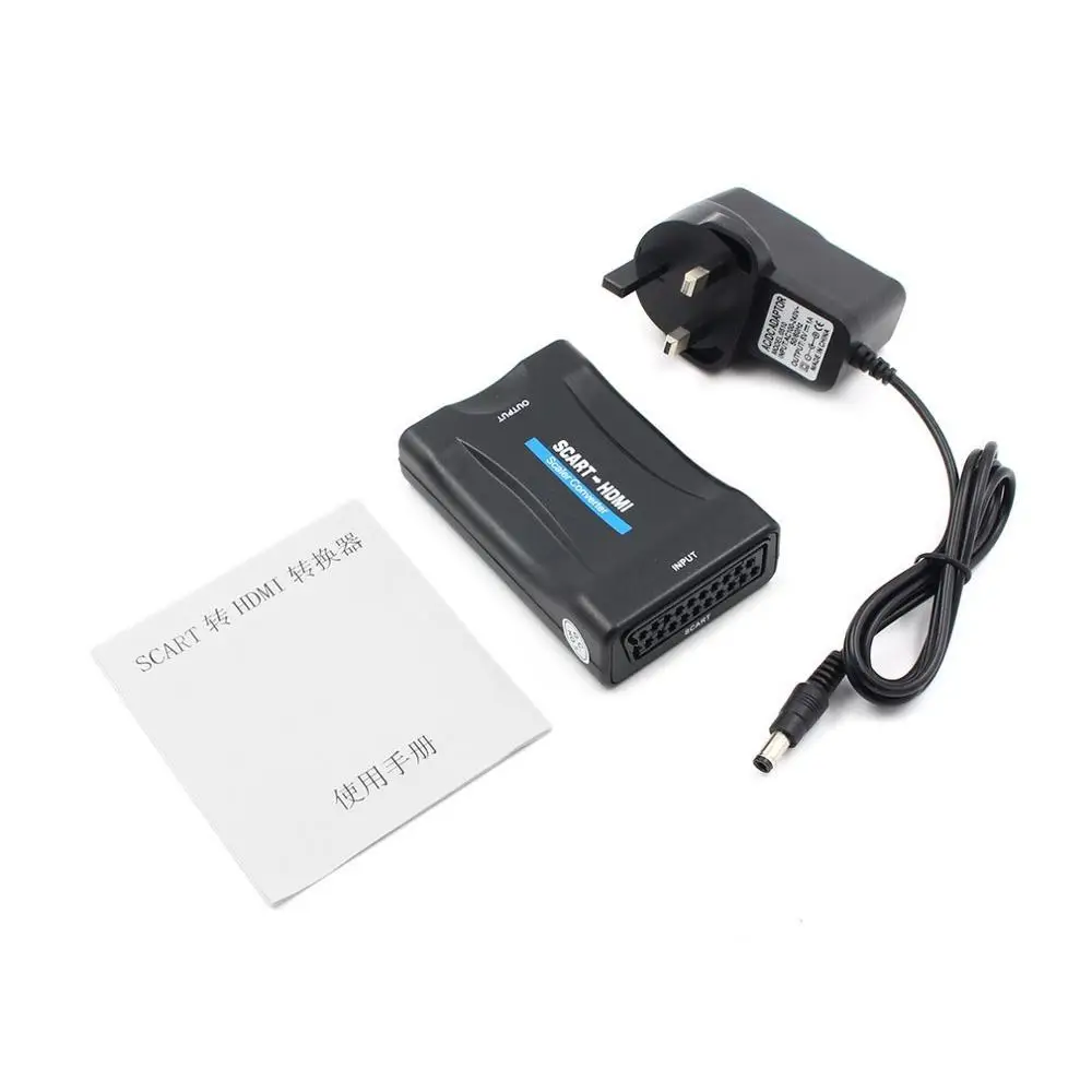 Onleny 1080P Scart в HDMI конвертер аудио-видео адаптер для HD ТВ Sky Box STB для смартфона HD tv DVD K5 США ЕС Великобритания разъем AU - Цвет: UK Plug