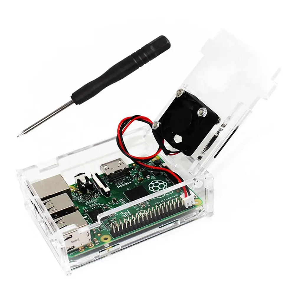 Корпус Raspberry Pi с вентилятором 2/3 поколение Raspberry Pi Модель 3b+ акриловая сборка шасси коробка