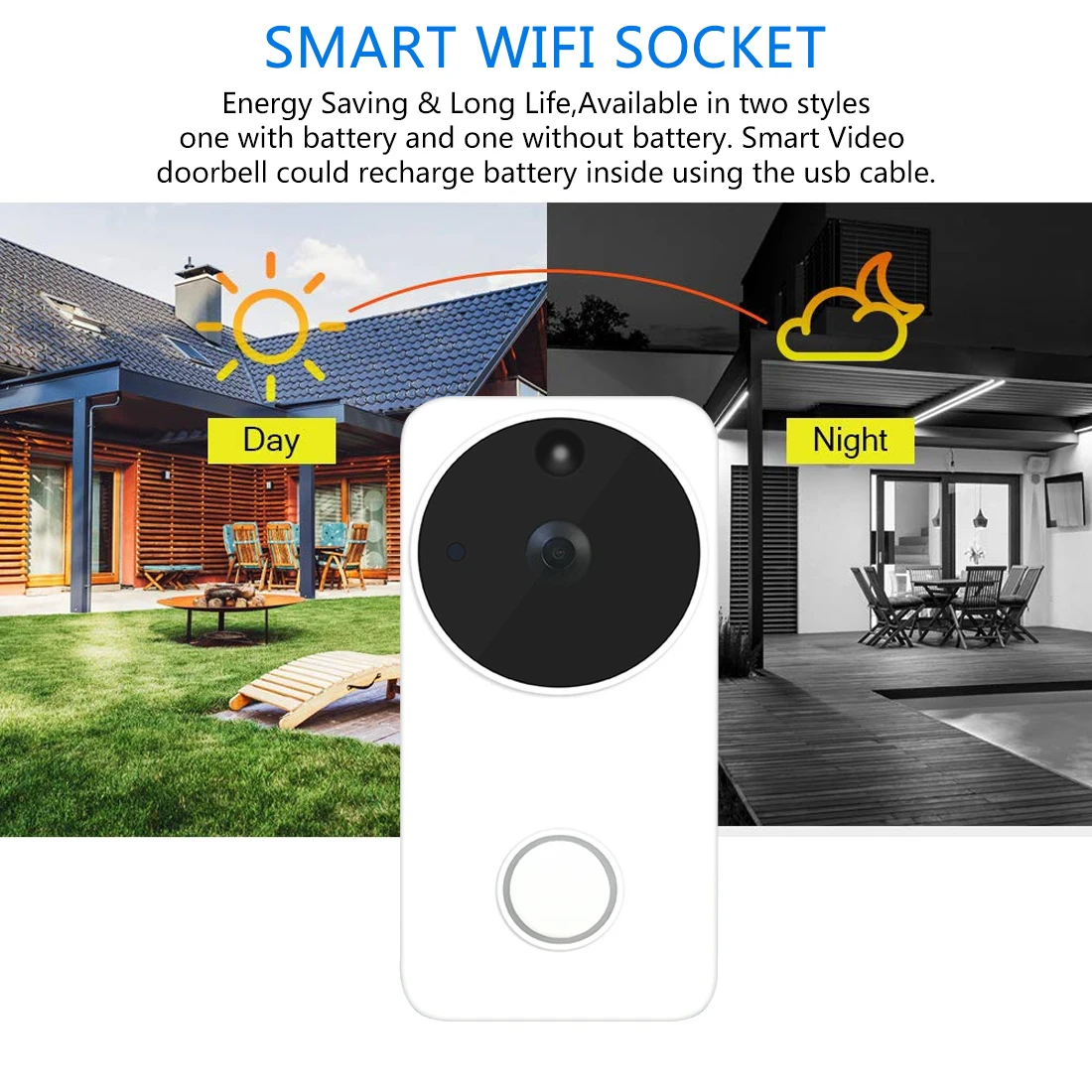 

Video Doorbell Music doorbell Alarm Door Phone IP Camera Battery Outdoor Smart wifi socket Waterproof for iOS Android