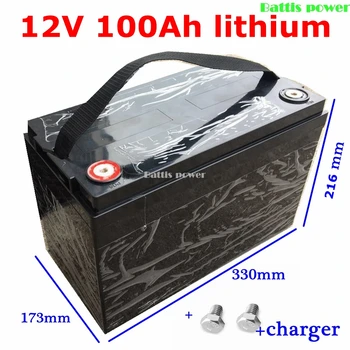 

New Protection Large capacity 12V 100AH Lithium ion Battery with ABS Case / BMS System FOR solar EV Car Golf batteries 600w