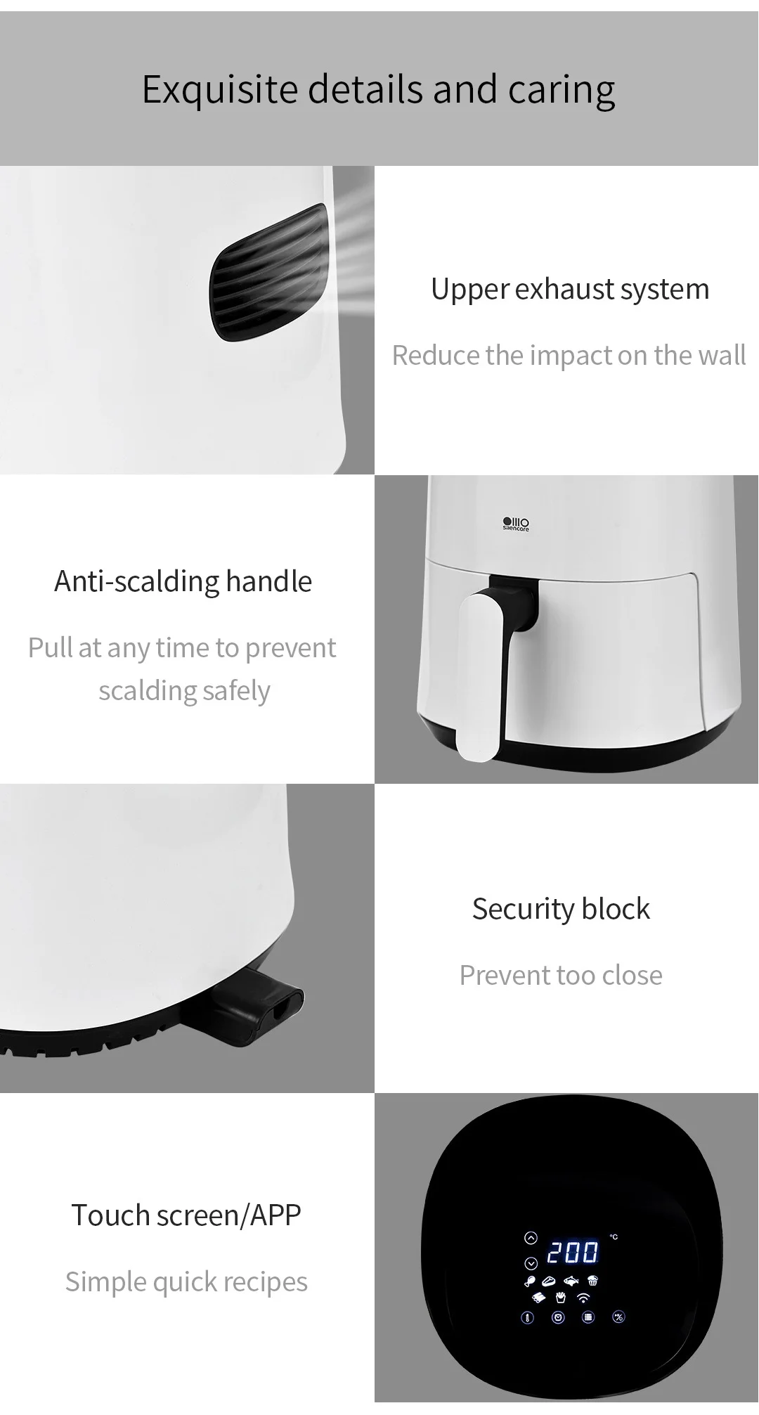 Xiaomi Silencare Smart Cloud Oil Free Air Fryer K505W App Control 2.5L description image 13