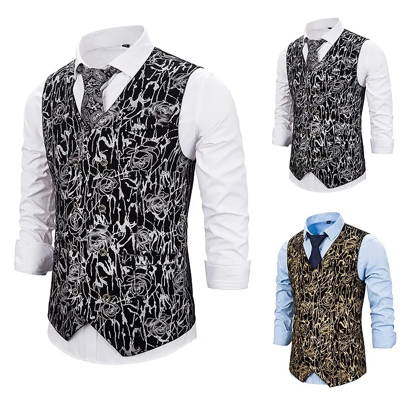 PUI men TIUA золотой стимпанк жилет мужской костюм Gilet Homme Свадебные без рукавов тонкие жилеты плотной посадки для мужчин на одной пуговице жилет