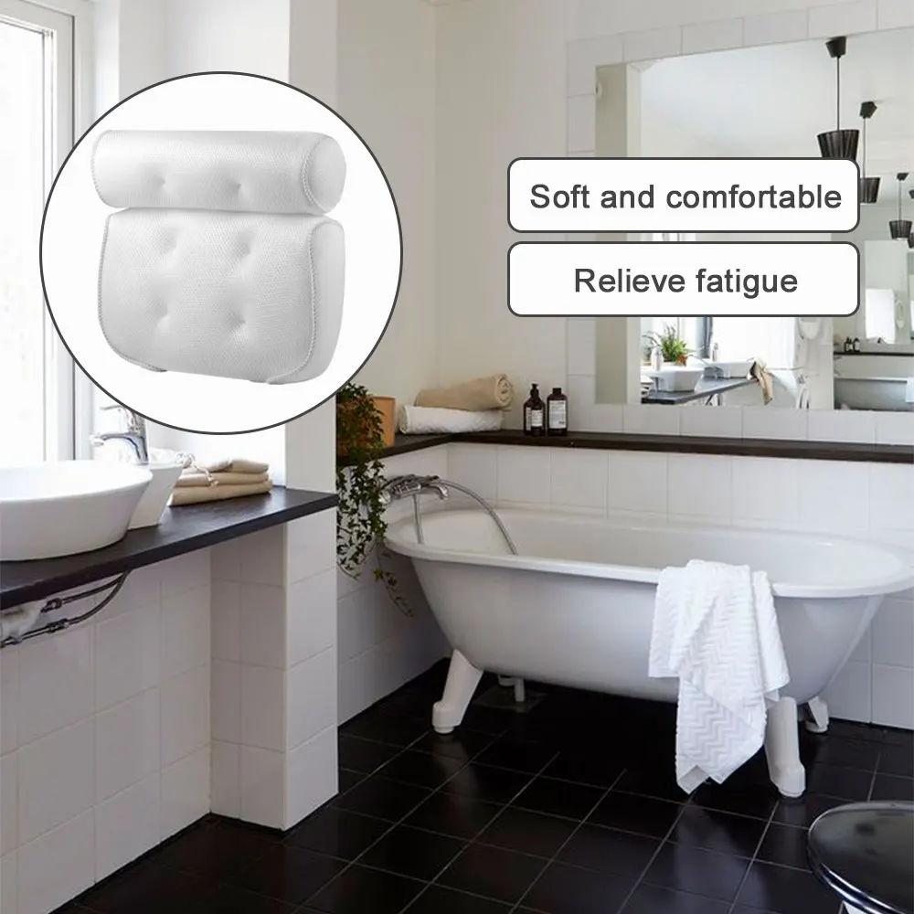 SPA Bath Pillow Non slip Bathtub Headrest Soft Waterproof Bath Pillows