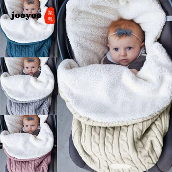 

Baby Sleeping Bag Baby Thickening Plus Velvet Knit Warm Sleeping Bag Wool Stroller Sleeping Bag jooyoo