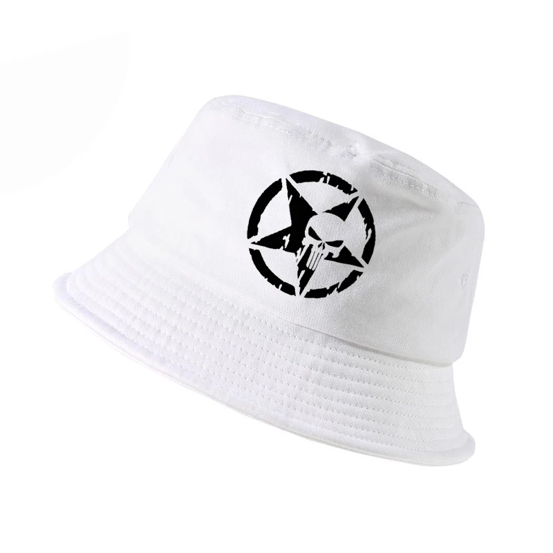

Hero USA Punisher skull Logo bucket hat summer Shade Sports fisherman hats High Quality Unisex panama fishing cap bone
