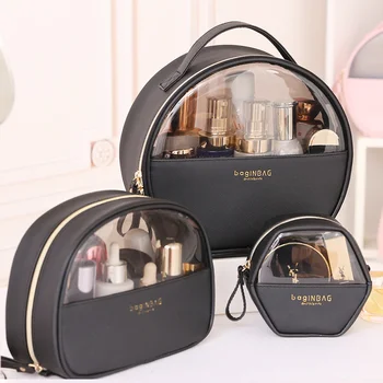 

Plastic Cosmetic Storage Bag Set Bathroom Portable Pvc Clear Storage Bag Women Hanger Cute Kit Banheiro Household Items BF50SB
