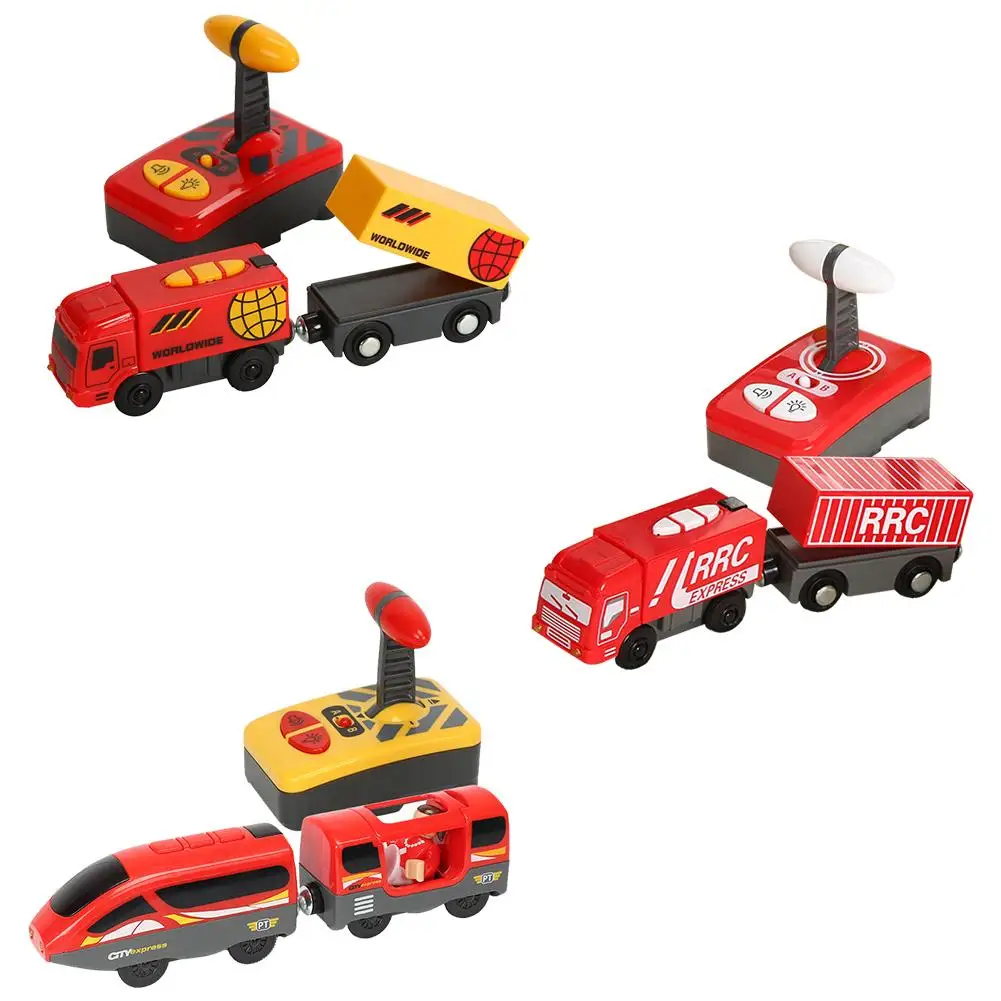 

Kids Electric Train Toys Magnetic Slot Diecast Electric Railway with Two Carriages Train Wood Toy FIT T-hmas Wooden Brio Tracks