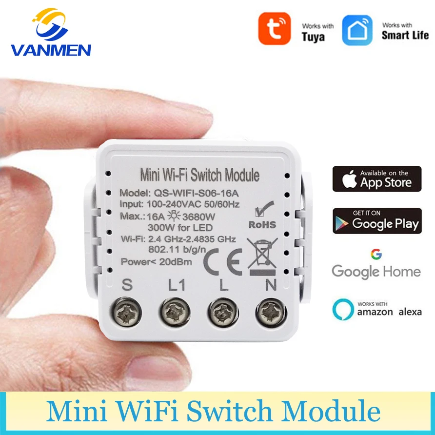 

Tuya Smart Light Switch Mini WiFi Switch 16A Smart Life Tuya APP Remote Control Works with Alexa/Google Home/Siri