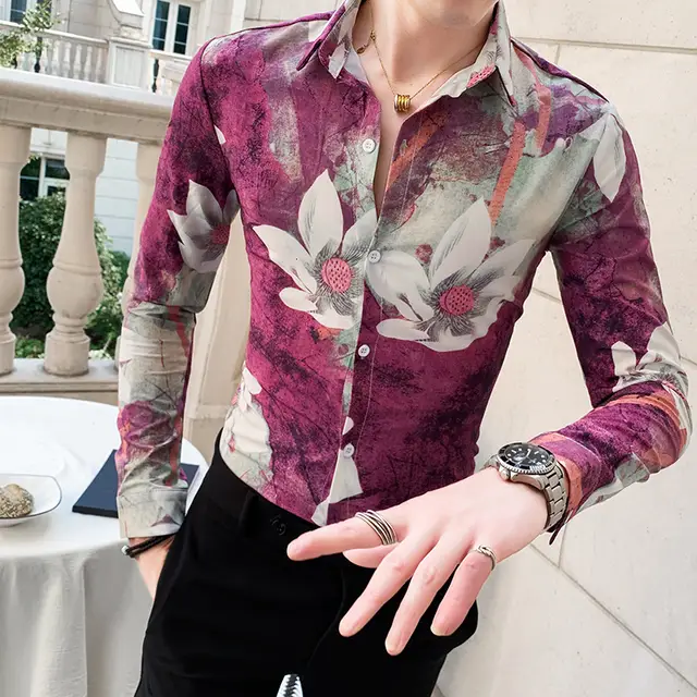 camisas con estampados de flores para hombres