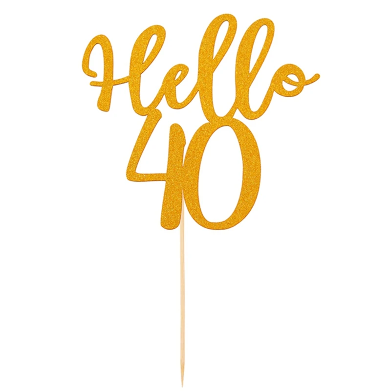 HUIRAN Черное золото для взрослых 30th 40th 50th День Рождения украшения принадлежности 30 40 50 с днем рождения баннер воздушные шары посуда - Цвет: Cake Topper