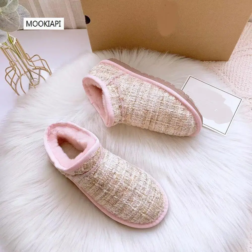 

2019 Chinese brand high quality snow boots, 100% pure natural wool, the latest women's bread shoes, 4 colors, free delivery