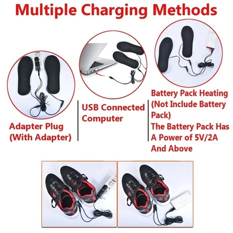 Обновленные USB стельки с подогревом, черная электрическая нагревательная паста для ног, сохраняющая ноги в тепле, электрические нагревательные колодки, грелка для ног