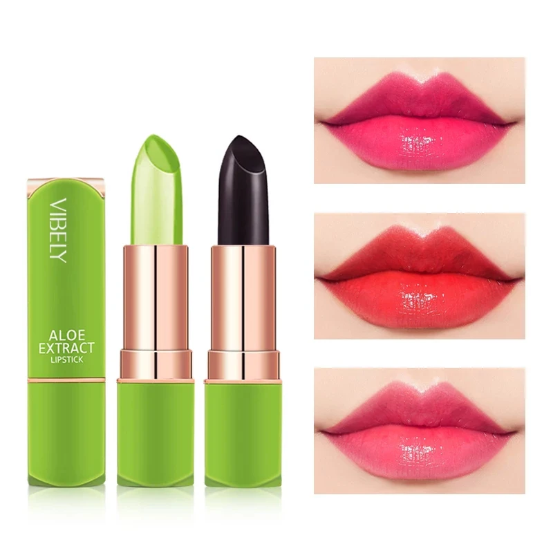 

2021 New Aloe Vera Lipstick Temperature Color Change Moisturizing Nutritious Long Lasting Lip Balm Lip Gloss Makeup Cosmetic