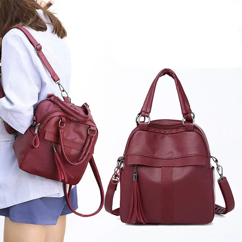 Женский рюкзак с кисточками, многофункциональный рюкзак через плечо, корейский стиль, тренд, Pu, повседневный рюкзак большой емкости, поколение