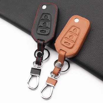 

99% Praise Genuine Leather Car Key Case Cover Shell For LiFan X60 3 buttons folding protect shell Car Accessories