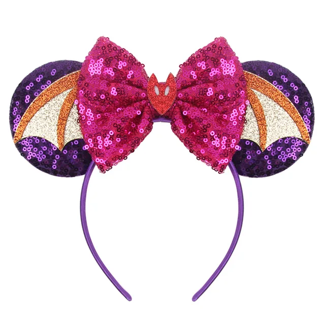 Disney Mickey Stitch Frozen Ears Headband Sequins Hair Bows Charactor For Women Festival Hairband Girls Hair Accessories Party 42