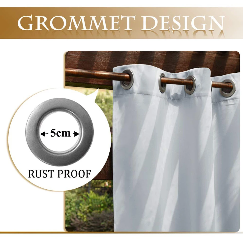 Waterproof Pergola Outdoor Blackout Curtain Panel Drapes Outdoor