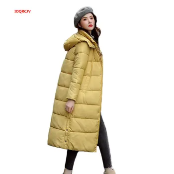 

2019 Women Winter Jacket New Arrival With Hooded Long Coat Cotton Padded Warm Parka Womens Parkas Plus size Female Outwear W1207