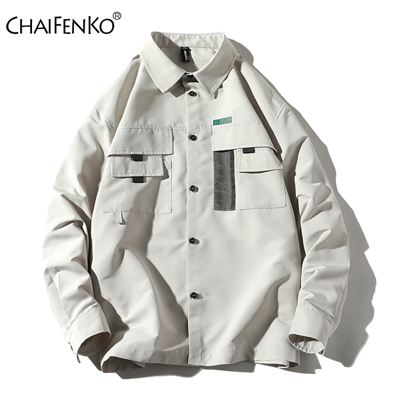 CHAIFENKO Men Casual Tooling Jacket Spring Autumn 2020 New Fashion Vintage Jackets Street Slim Button Windbreaker Jacket Men CHAIFENKO Men Casual Tooling Jacket Spring Autumn 2020 New Fashion Vintage Jackets Street Slim Button Windbreaker Jacket Men