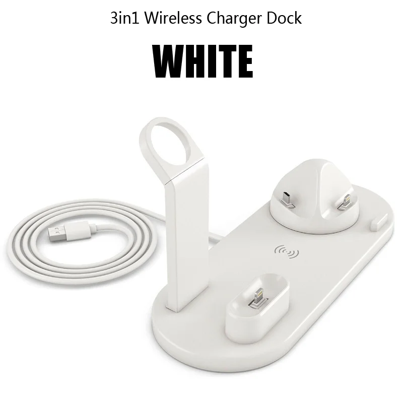 3 в 1 беспроводная зарядная док-станция 10 Вт 9 В Быстрая зарядка Беспроводная подставка для Apple Watch iPhone 11 X Xs Max type-C Airpods держатель для зарядки - Цвет: Charge Dock White