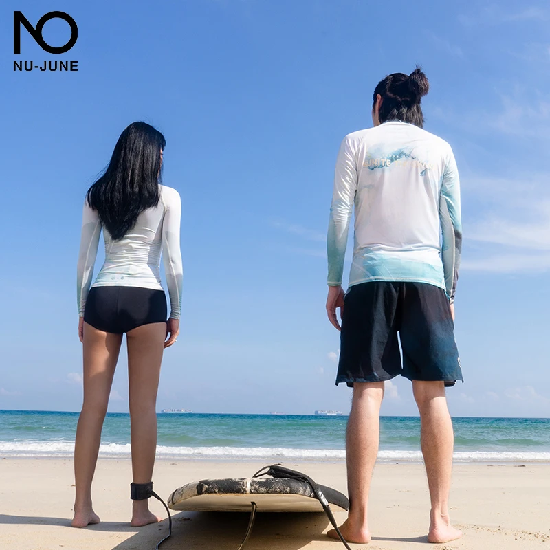 Nu-June 50UV Protect Surfing Rash Guard Men Swimwear Long Sleeve Swimsuit Mens Rashguard Surf Shirt For Swimming Sail 3