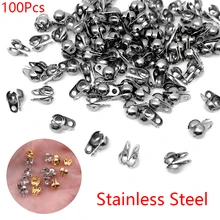 

100pcs 1.5/2/2.4/3.2mm Stainless Steel Ball Beaded Chain Connector End Crimp Beads Ending Clasp for DIY Jewelry Making Wholesale