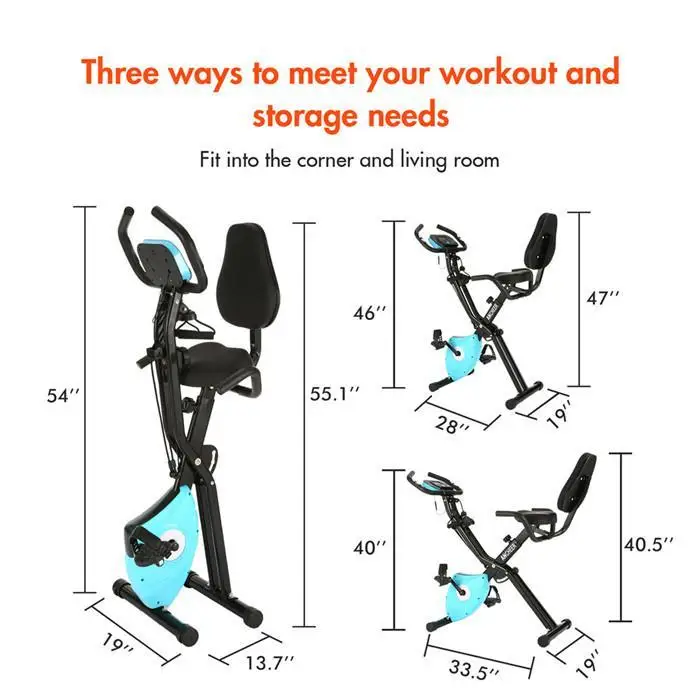 New 10 Levels Magnetic Resistance Upright Exercise Bike Training Apparatus Exercise Bicycle Cycling Equipment With Backrest Pad