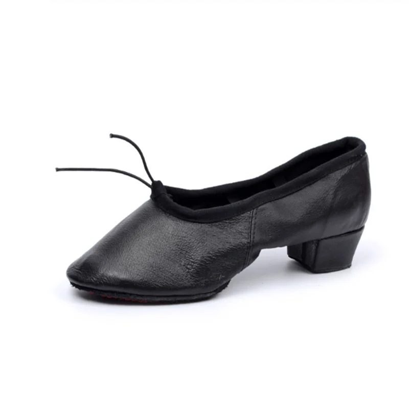 Dance Shoes Canvas /Leather Ballet Shoes Soft Bottom Square Low Heel Dancing Shoes Pink/Black/Red Women's Teacher Shoes Practice 3