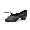 Dance Shoes Canvas /Leather Ballet Shoes Soft Bottom Square Low Heel Dancing Shoes Pink/Black/Red Women's Teacher Shoes Practice 3