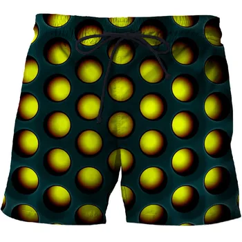 

2019 Summer Swimwear Men's Hole Print Beach Shorts 3D Yellow vortex fashion Men shorts bathing trunks Surf pants Asian size s-6x