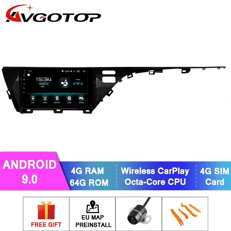 Perfect AVGOTOP Android 9.0 Touch Monitor Car Audio System Multimedia For TOYOTA 2018 Camry (Low) 4GB RAM 64GB 0