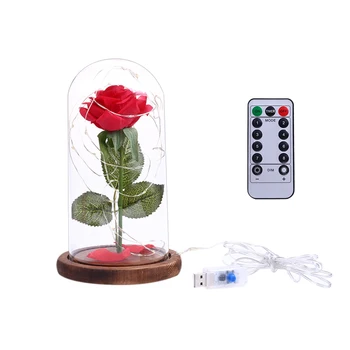 

Sale Beautiful Eternal Rose Eternelle Remote Control LED Light Rose In Glass Dome For Mother's Birthday Valentines Day Gift D30