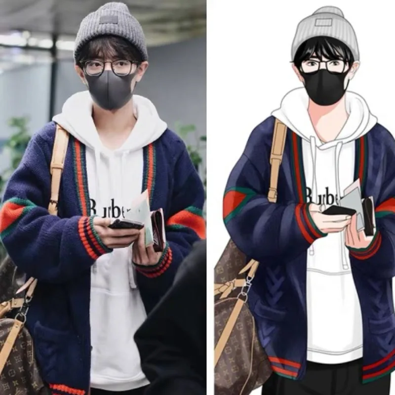 

Men's sweater 2019 autumn and winter new loose long section cardigan sweater sweater youth personality trend men's clothing