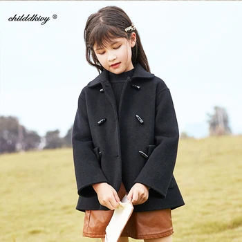 

Girls Jackets 2020 High-quality Girl Double-sided woolen jacket Children's clothing 10 12 years Kids fashion outerwear for girl