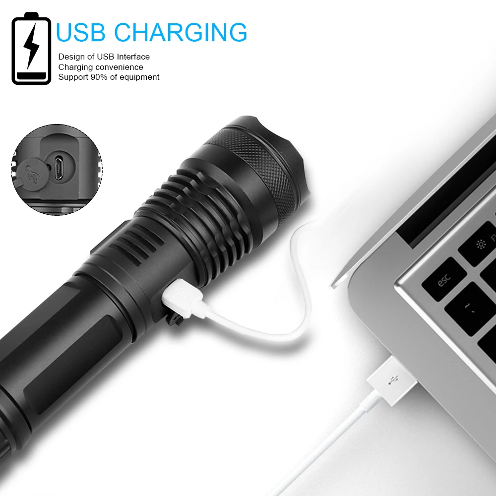 Самый мощный XHP90.2 светодиодный вспышка светильник USB Перезаряжаемые