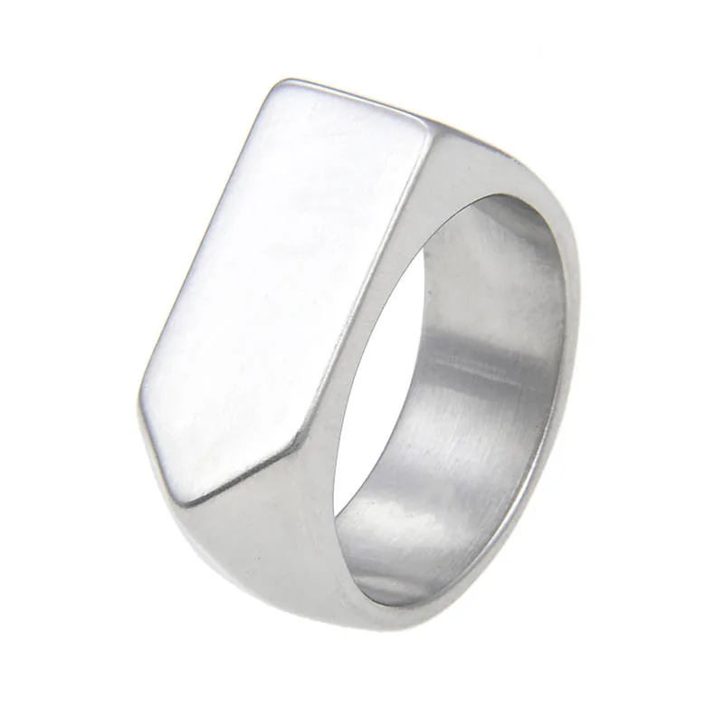 Новое поступление мужские женские с черным покрытием винтажные крутые байкерские брендовые кольца, нержавеющая сталь геометрической формы простой перстень - Цвет основного камня: silver