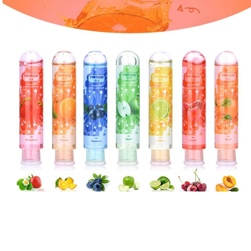 25 60 80ML Peach Cherry Orange Fruit Edible Flavor Water Based Lubricant Sex Anal Oral Gel
