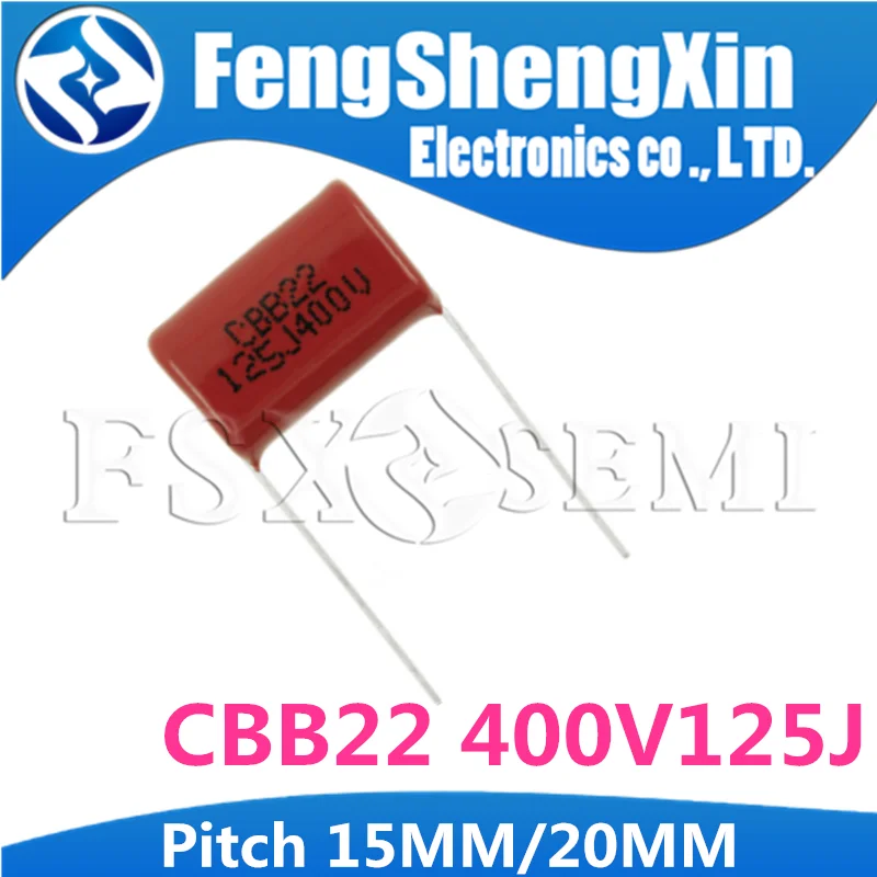 10 шт. 400V125 1 мкФ шаг 15 мм 20 400 в 125 CBB 125J400V полипропиленовый пленочный конденсатор |