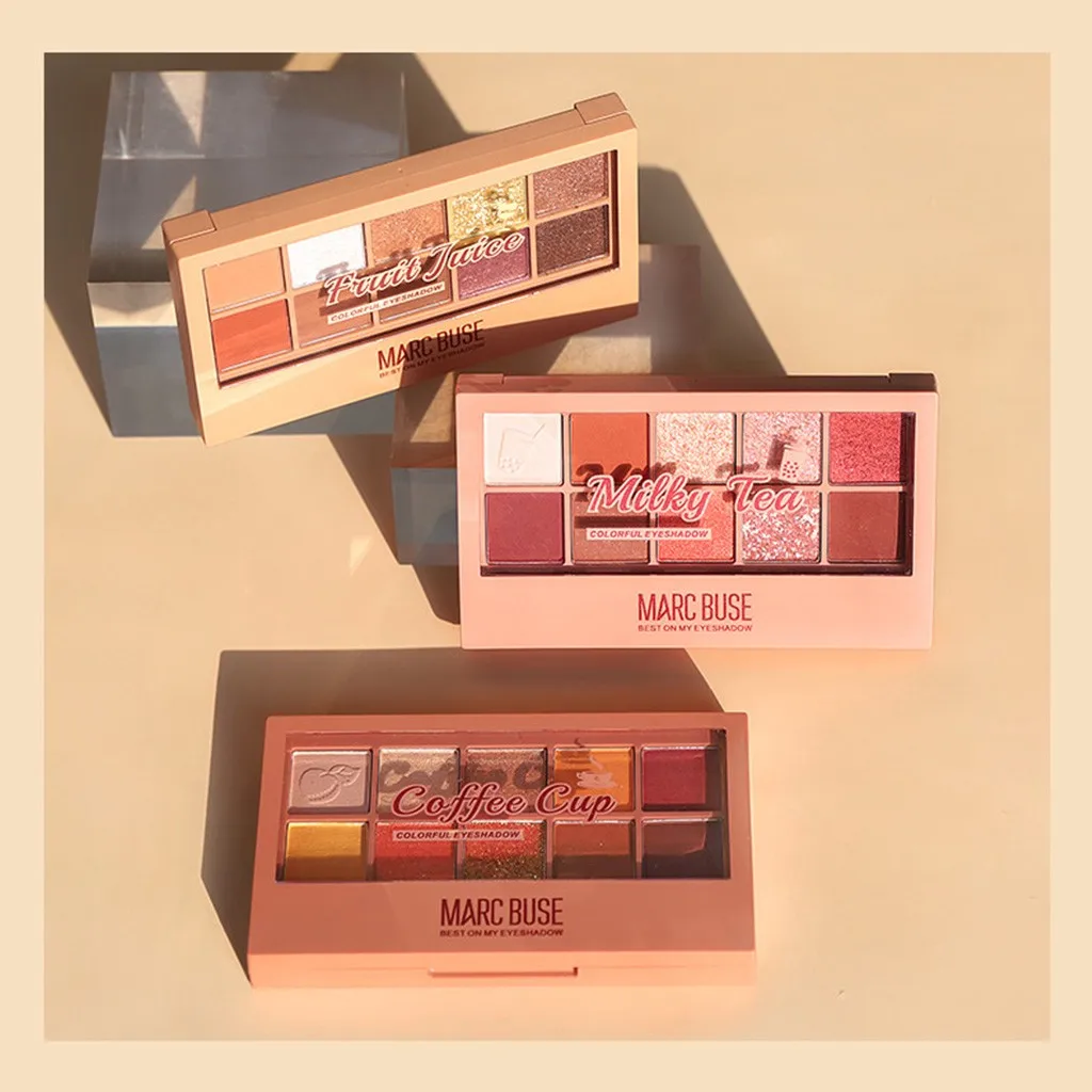 10 цветов блестящие тени для макияжа Pallete жемчужный светильник водонепроницаемые матовые тени для век Палитра для пигментов Косметика# YJ2