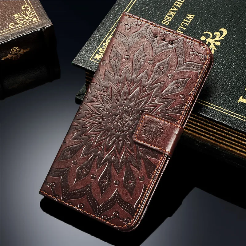 

Tikitaka Carved Leather Wallet Case For Samsung S10 S10Plus S10E Sun Flower Card Slot Flip Cover For Galaxy S9 S9Plus s8 s8 plus
