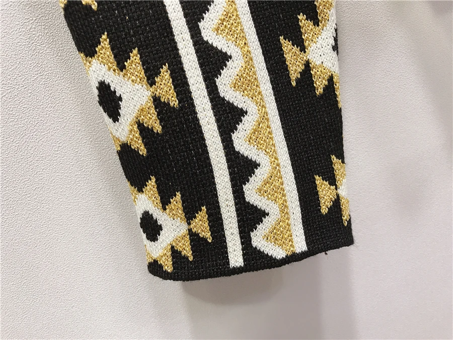 ALPHALMODA осенне-зимний яркий блестящий вязаный свитер с длинными рукавами и геометрическим узором+ юбка трапециевидной формы женский модный комплект