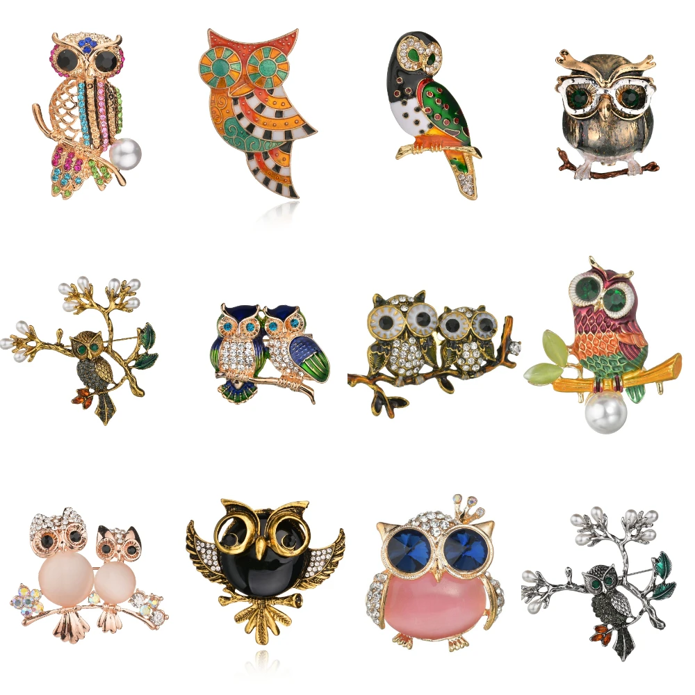 Эмалированные булавки MissCyCy стразы брошь в виде совы броши с птицами для женщин и