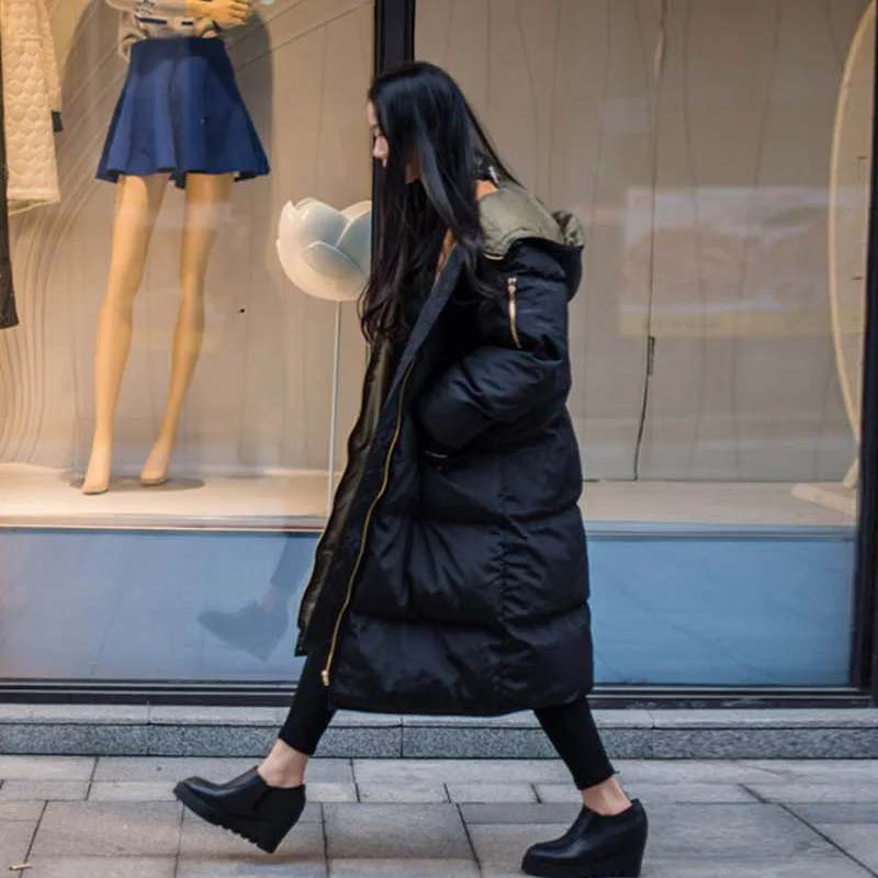Kaguster Женское зимнее теплое длинное пальто шапка парка chaqueta mujer куртка на